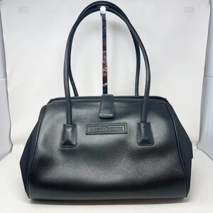 VTG Anne Geddes Diaper Bag Black Leather Doctor Duffle Travel Overnight 90s